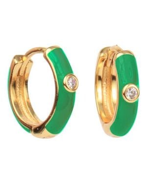 Color Shout Mini Enamel Huggie Hoops - Green