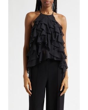 Cinq À Sept Iska Ruffle Sleeveless Top - Black