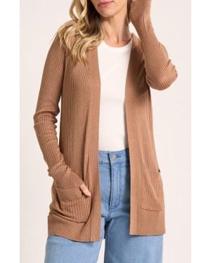 Matty M Colfax Longline Open Front Cardigan - Brown