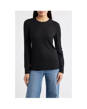 NIKKI LUND Fleur Embroidered Thermal Knit Top - Black