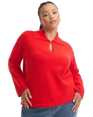 June + Vie Polo Shirt Sweater - Red
