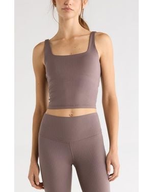 Zella Thrive Rib Bra Tank - Purple
