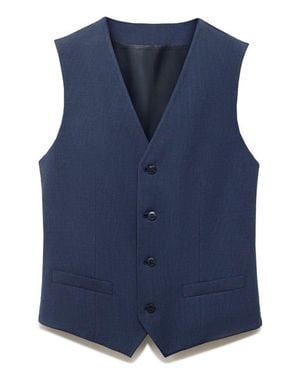 Mango Paris Superslim Fit Suit Vest - Blue