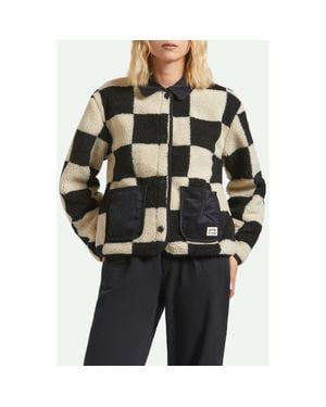 Brixton Delilah Plaid High Pile Fleece Jacket - Black