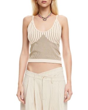 Lioness Saint Mixed Stripe Sweater Tank Top - Natural