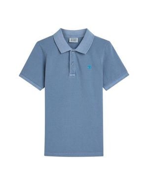 Scotch & Soda Kids' Logo Embroidered Piqué Polo - Blue