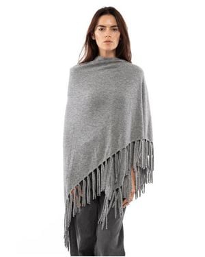 Monticelli Cashmere Pure Cashmere Fringe Wrap - Gray