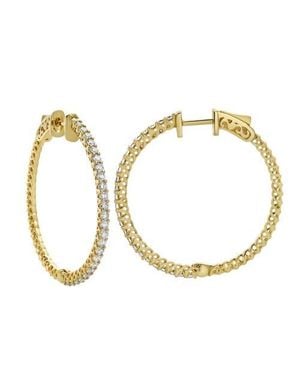 LuvMyJewelry Sepharna 14K Diamond Hoop Earrings - Metallic