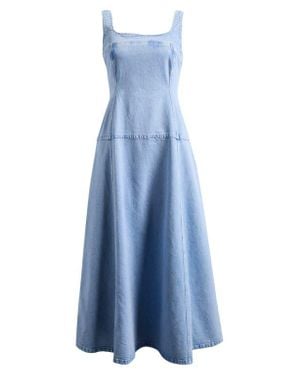 TOPSHOP Sleeveless Drop Waist Denim Midi Dress - Blue