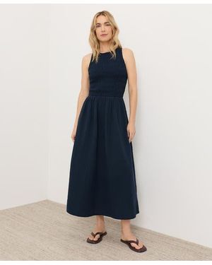 Pact Organic Cotton Coastal Double Gauze Smocked Dress - Blue