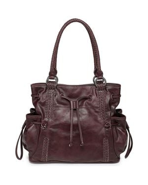 Old Trend Brassia Genuine Leather Woven Utility Tote - Purple