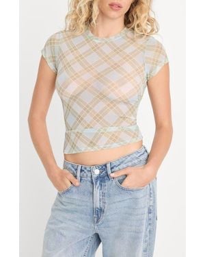 GOOD AMERICAN The Mesh Baby Tee - Blue