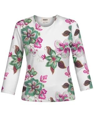 Index Graphic Cotton Round Neck Binding 3/4 Sleeve Tee - Multicolor