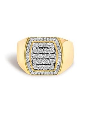 Haus of Brilliance 14K Plated Sterling 3/4 Cttw Diamond Cushion Head And Halo Band Ring - Metallic