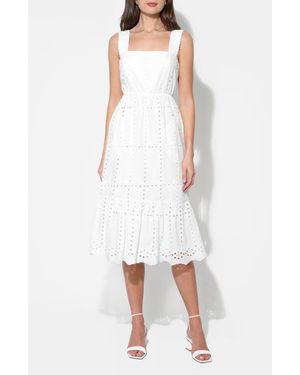 Adelyn Rae Savannah Scalloped Strap Cotton Eyelet Sundress - White