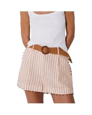 Reiss Chloe Beaded Belted Linen Blend Cover-Up Shorts - White