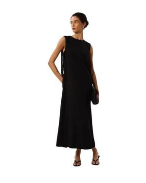 Whistles Back Fringe Detail Midi Dress - Black