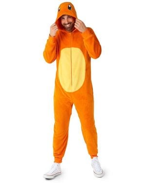 Opposuits Pokémon Charmander Hooded Long Sleeve Fleece Jumpsuit - Orange