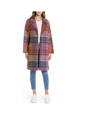 Halogen® Plaid Tweed Coat - Red