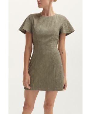 Crescent Textured Back Cut Out Mini Dress - Green