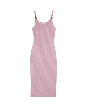 Versace Mesh Rib Midi Sweater Dress - Purple