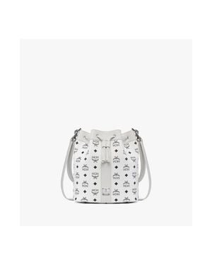 MCM Medium Dessau Drawstring Bag - White