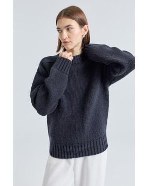 ALMINA CONCEPT Knit Wool Crewneck Sweater - Blue