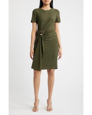 Vince Camuto Side Tie Textured Knit Dress - Green