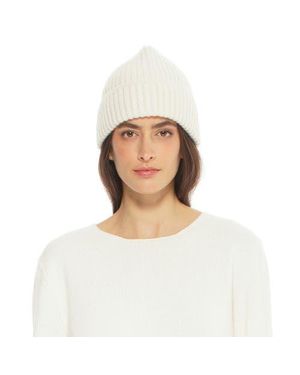 Monticelli Cashmere Pure Cashmere Ribbed Hat - White