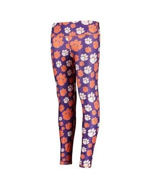 ZooZatZ Girls Youth Clemson Tigers Stacked Mascot Leggings - Red