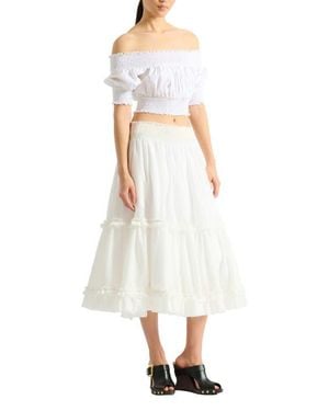 Balmain Poplin Off-The-Shoulder Top - White