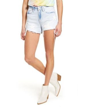 Blank NYC The Barrow Allstar Patch High Waist Denim Shorts - Blue