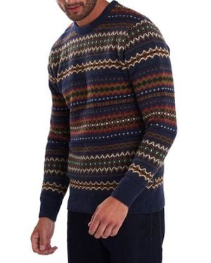 Barbour Fair Isle Crewneck Wool Sweater - Black