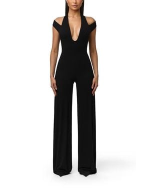 Naked Wardrobe Smooth Wide Leg Jumpsuit - Black