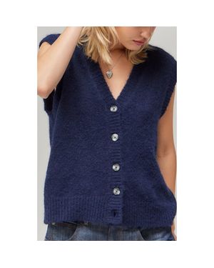 BDG V-Neck Sweater Vest - Blue
