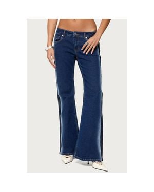 Edikted Airbrushed Low Rise Flare Jeans - Blue
