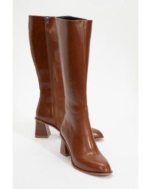 Prologue Shoes Paradis Block Heel Knee High Boot - Brown