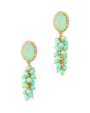 Deepa Gurnani Jemsa Drop Earrings - Green