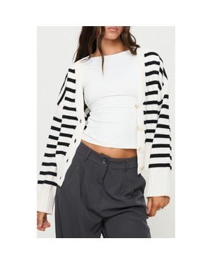 Princess Polly Karlson Stripe Cardigan - Black