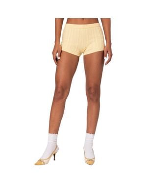 Edikted Raegan Cable Stitch Shorts - Orange