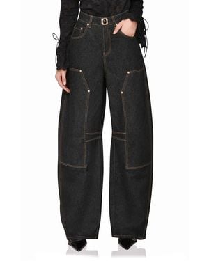 Avec Les Filles Barre Barrel Hem Jeans - Black