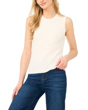 Halogen® Cable Stitch Cotton Sweater Tank - Blue