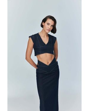 Jendue US Jendue Vonk Crop Denim Top - Blue