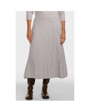 Lands' End Cozy Lofty Cable Fluted Midi Sweater Skirt - Gray