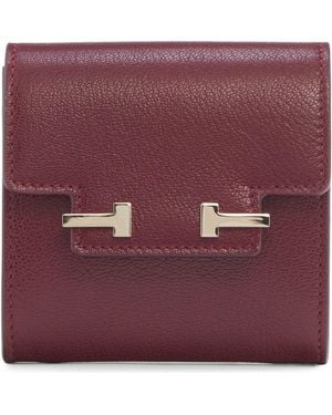 Tom Ford Double T Leather Card Holder - Purple