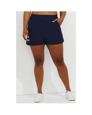 Lands' End 3 Quick Dry Elastic Waist Board Shorts Swim Cover-Up Shorts With Panty - Blue