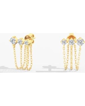 Everlee Starlight Triple Chain Stud Lab Diamond Earrings - Metallic