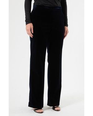 Marina Rinaldi Mitico Stretch Velvet Straight Leg Pants - Black