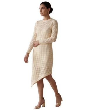 Joe Browns Long Sleeve Smocked Midi Dress - Natural