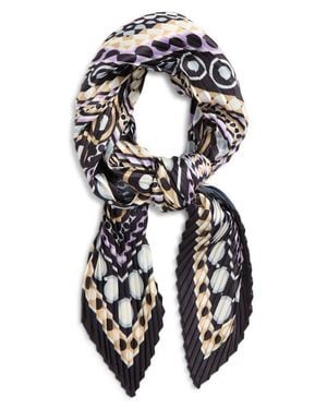 Echo Pleated Dots On Dots Diamond Silk Scarf - White